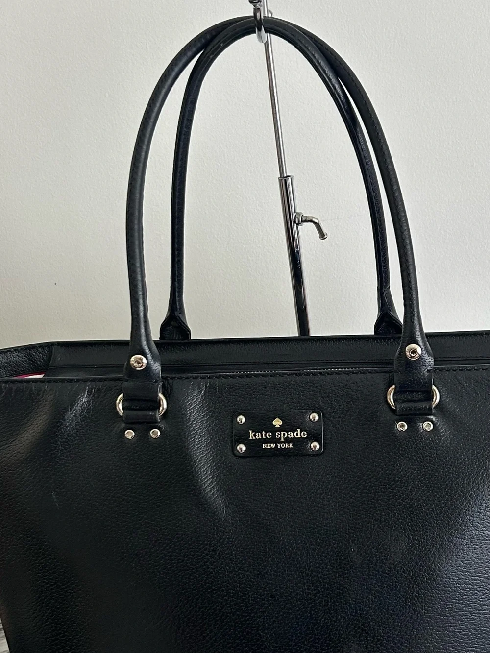 Kate Spade Black Pebbled Leather Zip Top Tote Shoulder Work Laptop Bag